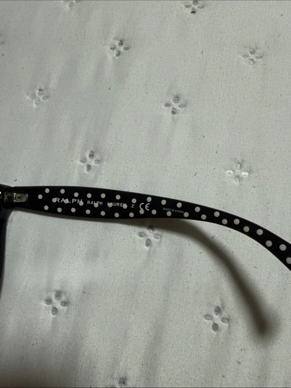 Ralph Lauren Black Cat-Eye Sunglasses with Polka Dot Interior